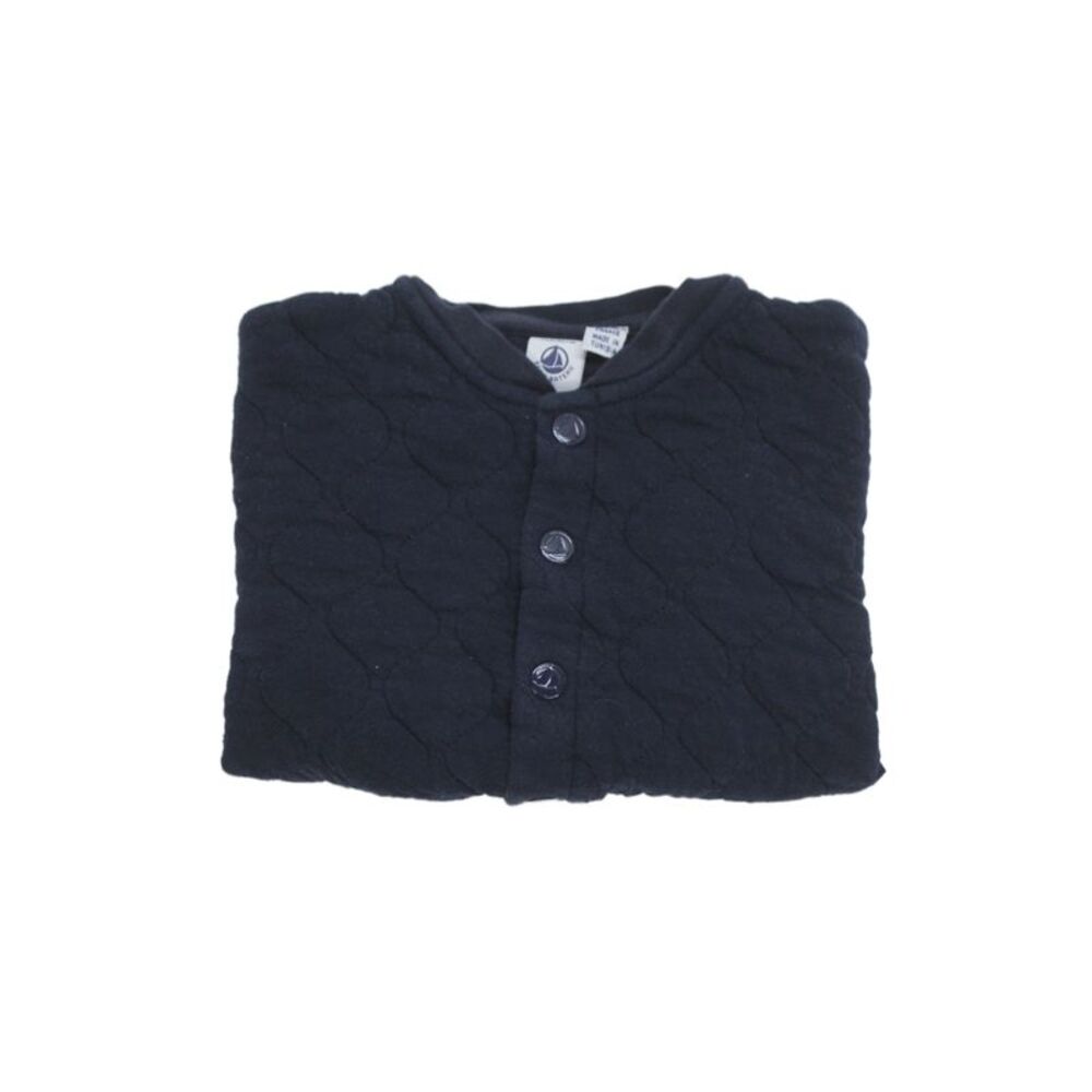 Petit Bateau Childrens Boys Quilted Button Down Jacket Navy Blue Size 24 Months